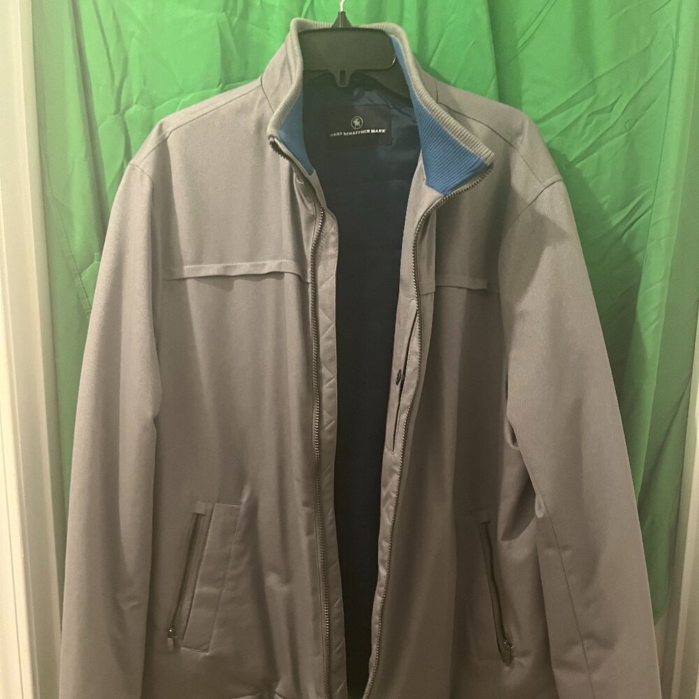 Hart Schaffner Marx Arden Light Gray Bomber Jacket New Condition Men's XXL